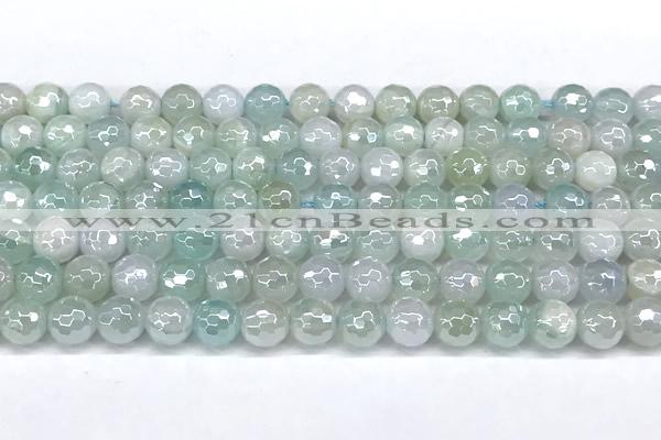 CAA6000 15 inches 6mm faceted round AB-color line agate beads