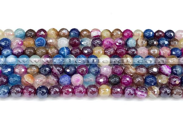 CAA6009 15 inches 6mm faceted round AB-color line agate beads