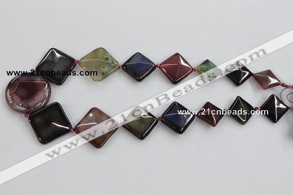 CAA602 20mm – 40mm faceted diamond & coin dragon veins agate beads