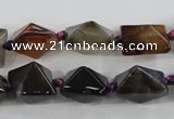 CAA603 15.5 inches 13*13*15mm pyramid dragon veins agate beads