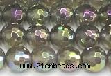 CAA6042 15 inches 6mm faceted round AB-color grey agate beads