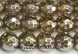 CAA6046 15 inches 6mm faceted round AB-color yellow agate beads