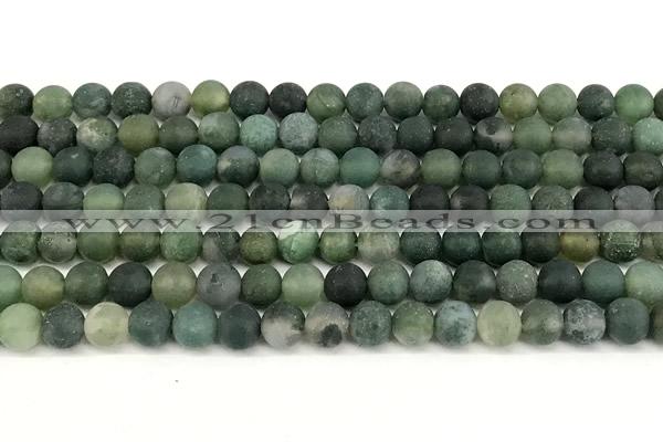 CAA6071 15 inches 6mm round matte moss agate beads