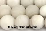 CAA6077 15 inches 8mm round matte white crazy lace agate beads