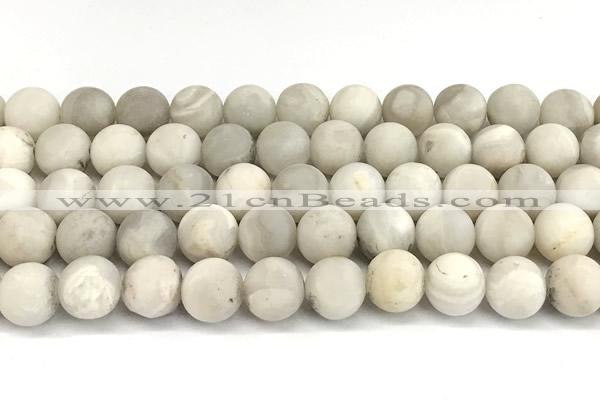 CAA6078 15 inches 10mm round matte white crazy lace agate beads