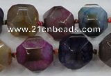 CAA609 15.5 inches 15*15mm faceted nuggets dragon veins agate beads