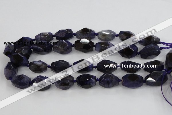 CAA612 15.5 inches 18*25mm faceted nuggets dragon veins agate beads