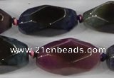 CAA614 15.5 inches 15*30mm faceted nuggets dragon veins agate beads