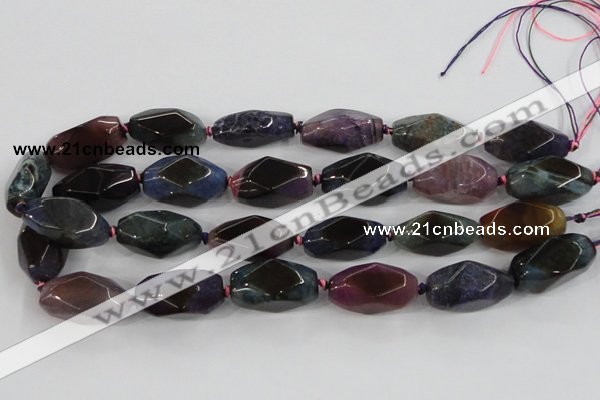 CAA614 15.5 inches 15*30mm faceted nuggets dragon veins agate beads