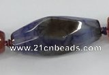 CAA615 15.5 inches 16*40mm faceted rice dragon veins agate beads