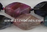 CAA619 15.5 inches 16*30mm faceted & twisted dragon veins agate beads