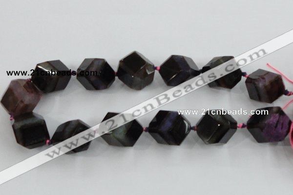 CAA620 15.5 inches 20*20mm faceted cube dragon veins agate beads