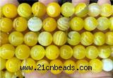 CAA6364 15 inches 12mm round yellow banded agate beads wholesale