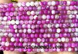 CAA6375 15 inches 4mm round fuchsia banded agate beads wholesale