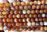 CAA6382 15 inches 8mm round red banded agate beads wholesale