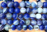 CAA6389 15 inches 12mm round blue banded agate beads wholesale