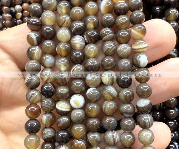 CAA6396 15 inches 6mm round coffee banded agate beads wholesale