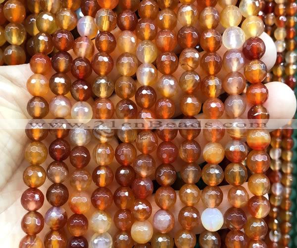 CAA6439 15 inches 6mm faceted round red agate beads wholesale