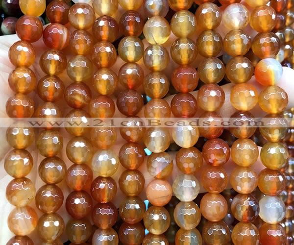 CAA6441 15 inches 10mm faceted round red agate beads wholesale