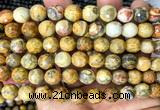 CAA6455 15 inches 10mm faceted round yellow crazy lace agate beads