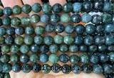 CAA6461 15 inches 8mm faceted round moss agate beads wholesale