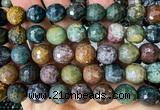 CAA6470 15 inches 12mm faceted round Indian agate beads wholesale