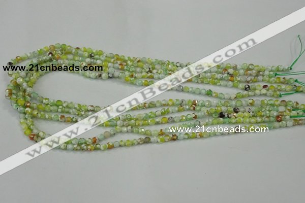 CAA707 15.5 inches 4mm faceted round fire crackle agate beads