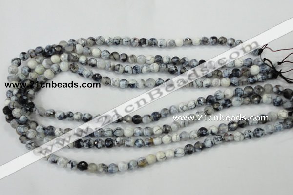 CAA709 15.5 inches 6mm faceted round fire crackle agate beads