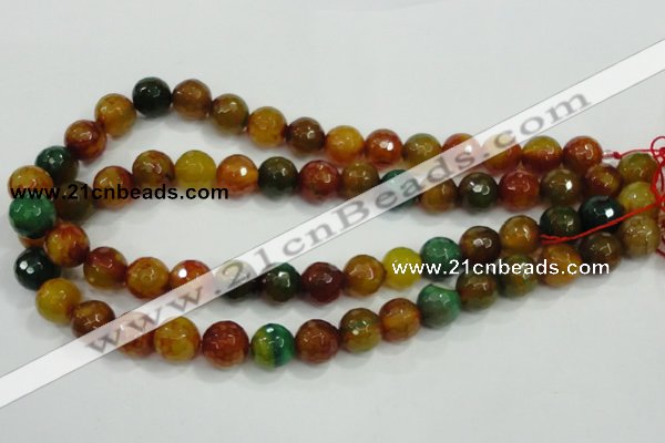 CAA718 15.5 inches 12mm faceted round fire crackle agate beads