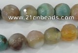 CAA719 15.5 inches 12mm faceted round fire crackle agate beads