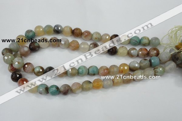 CAA719 15.5 inches 12mm faceted round fire crackle agate beads