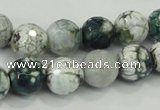 CAA720 15.5 inches 12mm faceted round fire crackle agate beads