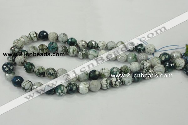 CAA720 15.5 inches 12mm faceted round fire crackle agate beads