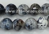 CAA721 15.5 inches 14mm faceted round fire crackle agate beads