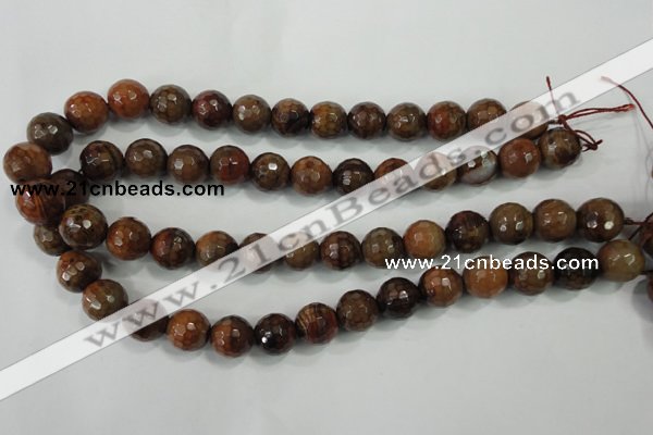 CAA722 15.5 inches 14mm faceted round fire crackle agate beads