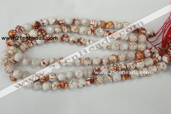 CAA723 15.5 inches 14mm faceted round fire crackle agate beads