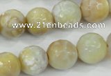 CAA726 15.5 inches 14mm faceted round fire crackle agate beads