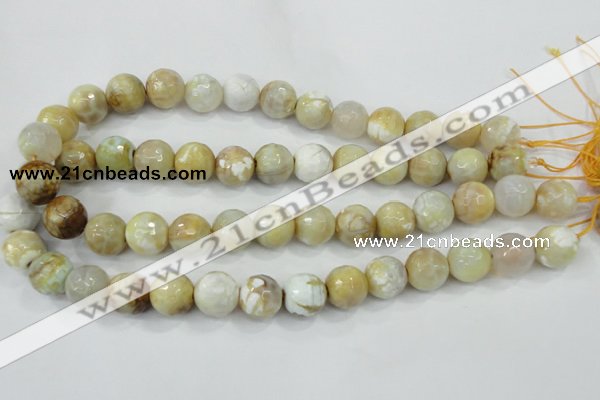 CAA726 15.5 inches 14mm faceted round fire crackle agate beads