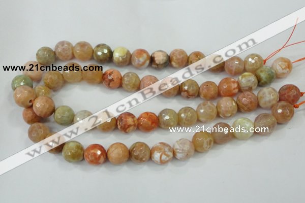 CAA727 15.5 inches 14mm faceted round fire crackle agate beads