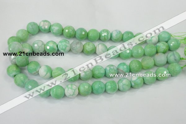 CAA728 15.5 inches 14mm faceted round fire crackle agate beads