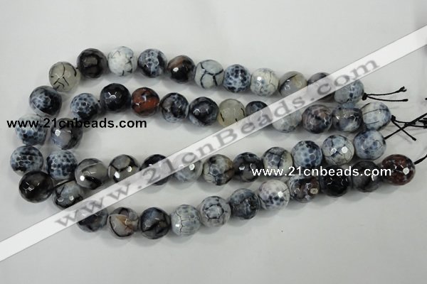 CAA730 15.5 inches 16mm faceted round fire crackle agate beads