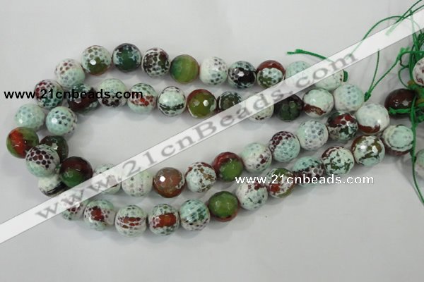 CAA731 15.5 inches 16mm faceted round fire crackle agate beads