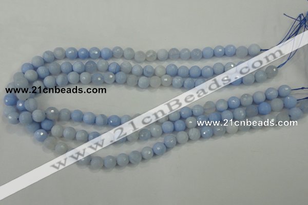 CAA736 15.5 inches 8mm faceted round blue lace agate beads wholesale