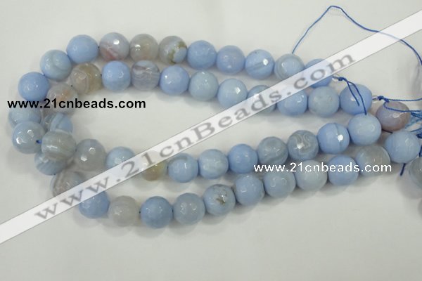 CAA740 15.5 inches 16mm faceted round blue lace agate beads wholesale