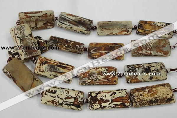 CAA757 15.5 inches 21*41mm rectangle wooden agate beads wholesale