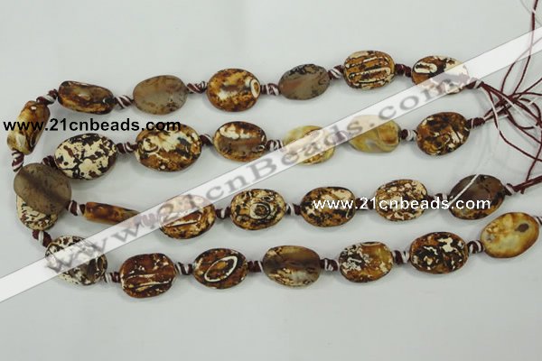 CAA760 15.5 inches 14*18mm twisted oval wooden agate beads