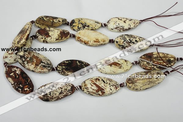 CAA761 15.5 inches 21*40mm twisted oval wooden agate beads