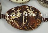 CAA762 15.5 inches 30*39mm twisted oval wooden agate beads