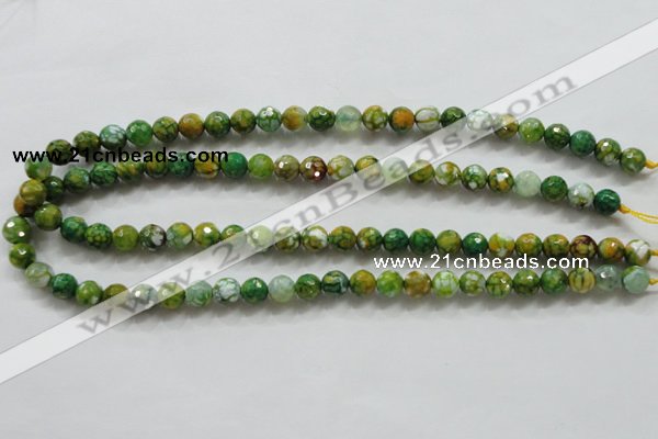 CAA790 15.5 inches 8mm faceted round fire crackle agate beads