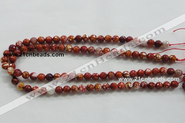 CAA794 15.5 inches 8mm faceted round fire crackle agate beads